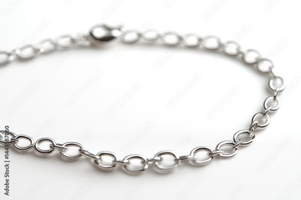 Elegant silver chain bracelet delicate oval links simple clasp bright studio shot minimalist jewelry Elegant silver chain bracelet delicate oval links simple clasp bright studio shot minimalist jewelry