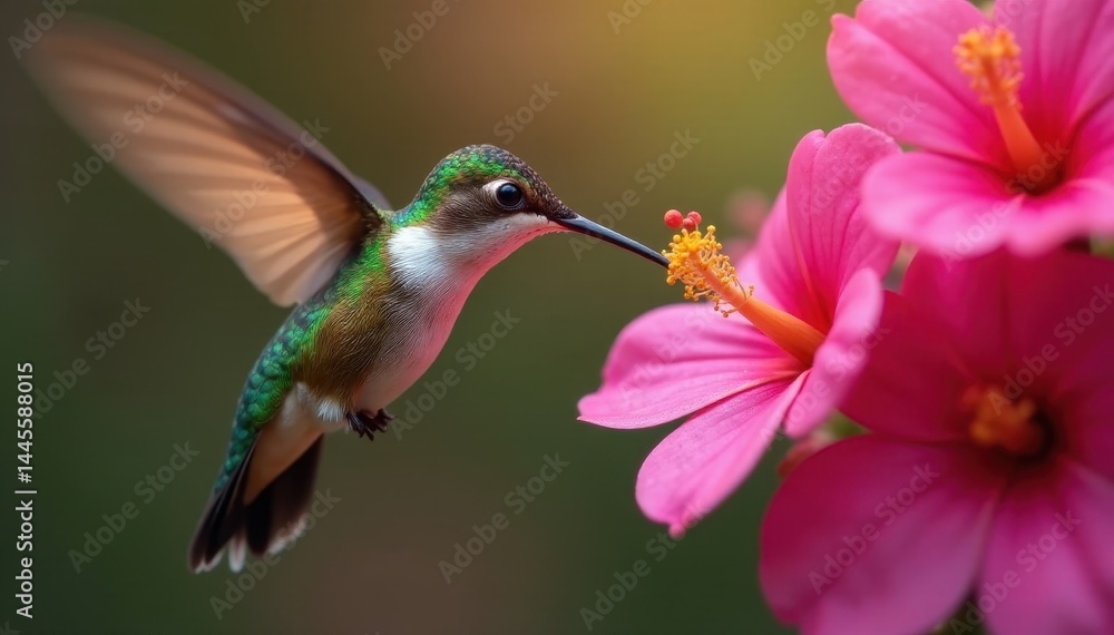 Tiny hummingbird's slender beak dips into honeysuckle's sweetness , bird, blossom Tiny hummingbird's slender beak dips into honeysuckle's sweetness , bird, blossom