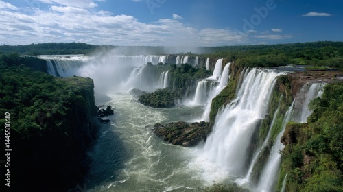 The breathtaking Iguazu Falls spans across the border, offering a stunning panorama