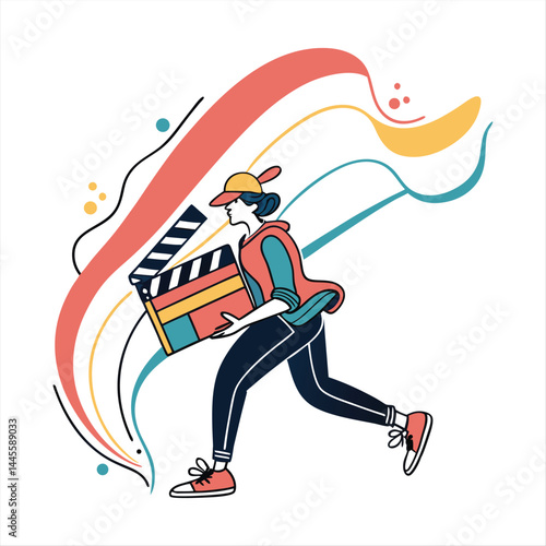 Colorful Creative Media Camera Illustration – Artistic Film and Video Concept.