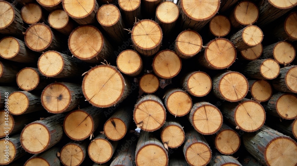 A Stack of Tightly Packed Logs Showing the Annual Growth Rings of Wood A Stack of Tightly Packed Logs Showing the Annual Growth Rings of Wood