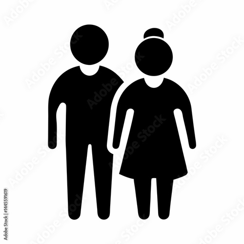 Family, relationship icon set. Vector glyph pictograms of couple, parent, child, elderly people, pregnancy, parenting, community, single mother