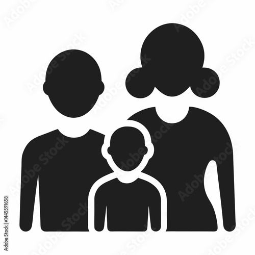 Family, relationship icon set. Vector glyph pictograms of couple, parent, child, elderly people, pregnancy, parenting, community, single mother