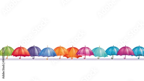 Rainy Day Umbrella Border Template for Professional Use in A3 Size Illustrations