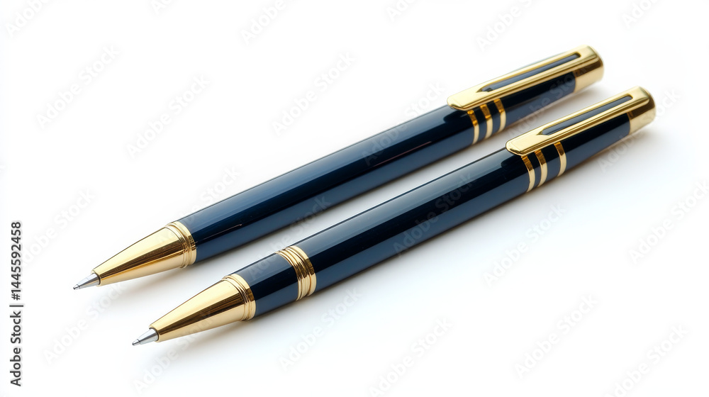 Pair of ballpoint pens shown isolated on a white background Pair of ballpoint pens shown isolated on a white background