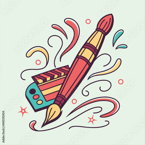 Colorful Creative Media Camera Illustration – Artistic Film and Video Concept.