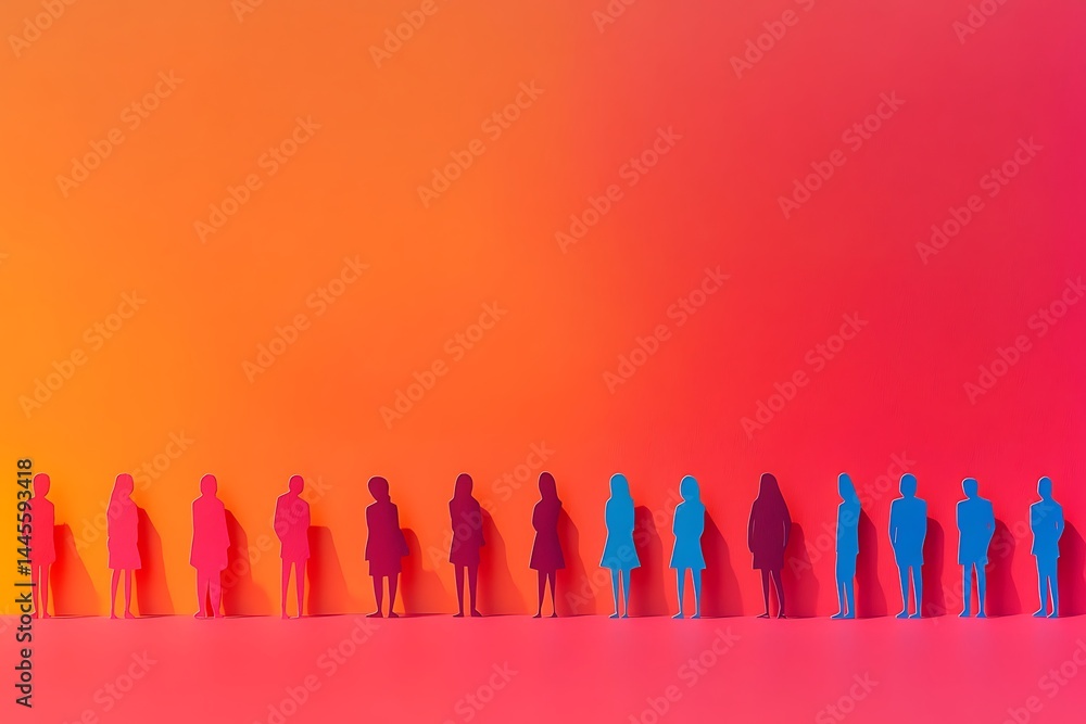 Red Paper People Togetherness Background Illustration Red Paper People Togetherness Background Illustration