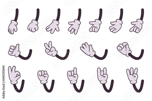 Cartoon hands in various gestures collection