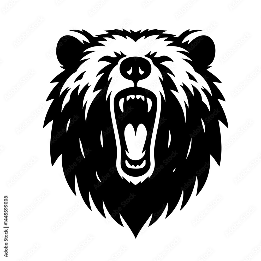 Roaring Bear Head: Fierce Wildlife Vector Art Roaring Bear Head: Fierce Wildlife Vector Art