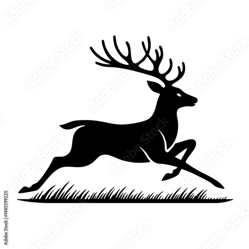 Majestic Running Deer Silhouette: Elegant Wildlife Art