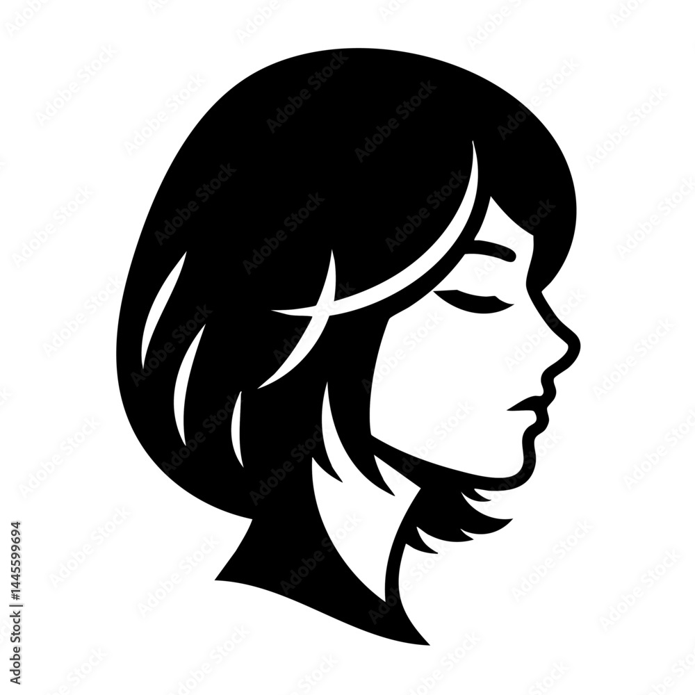 Elegant Woman Profile: Minimalist Black and White Art Elegant Woman Profile: Minimalist Black and White Art
