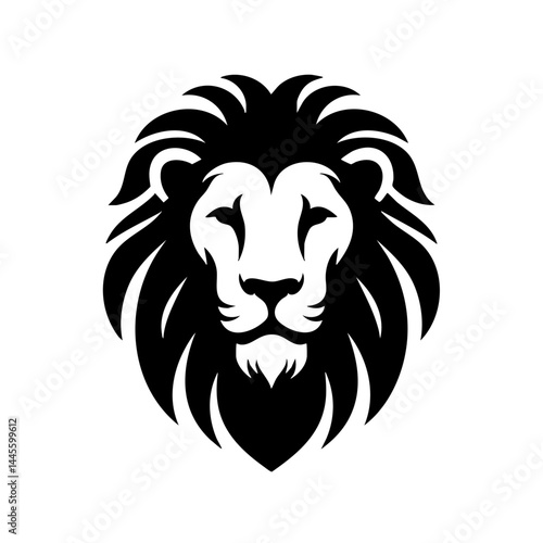 Majestic Lion Head: Black and White Vector Graphic