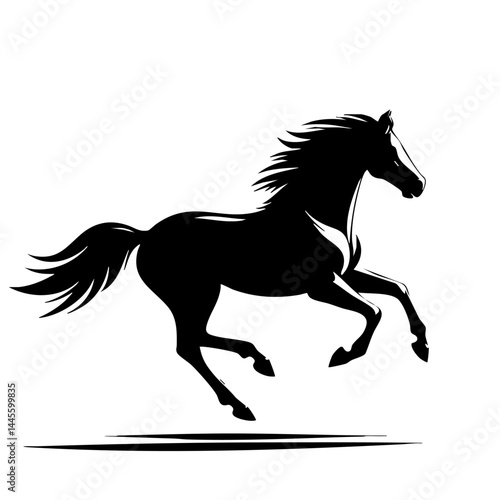 Galloping Horse Silhouette: A Black and White Vector Graphic
