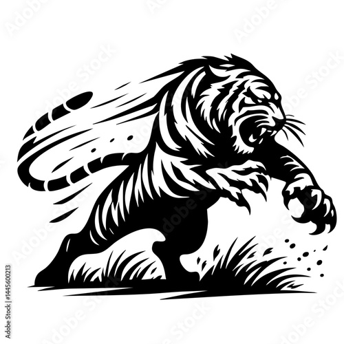 Wallpaper Mural Majestic Tiger in Motion: A Powerful Wildlife Vector Graphic Torontodigital.ca