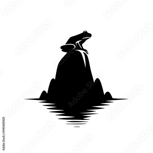 Frog on a Rock: Minimalist Nature Illustration
