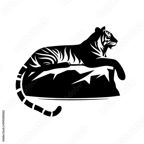 Majestic Tiger Resting on a Rock: Wildlife Art