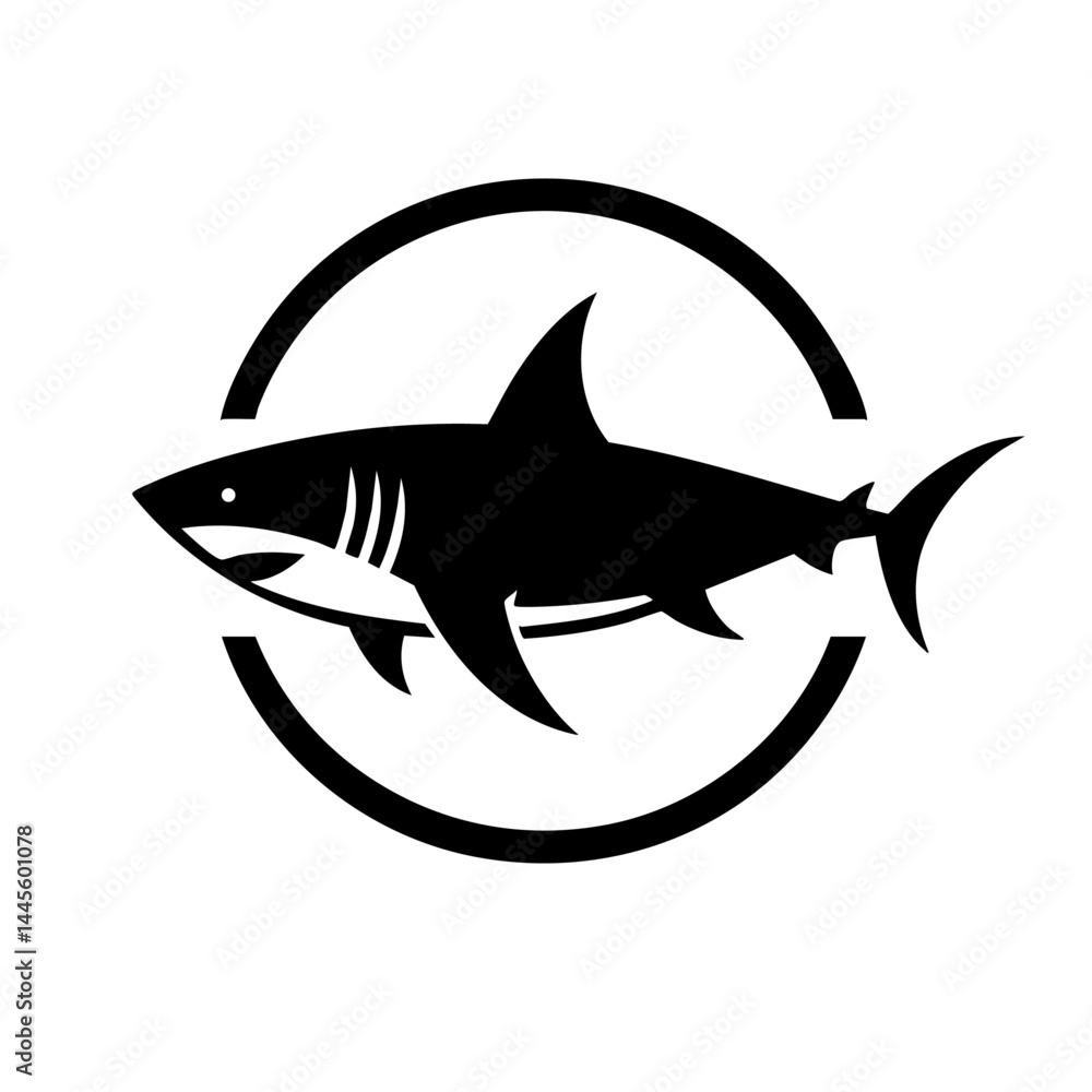Obraz premium Shark: Majestic Ocean Predator - Black and White Vector Art