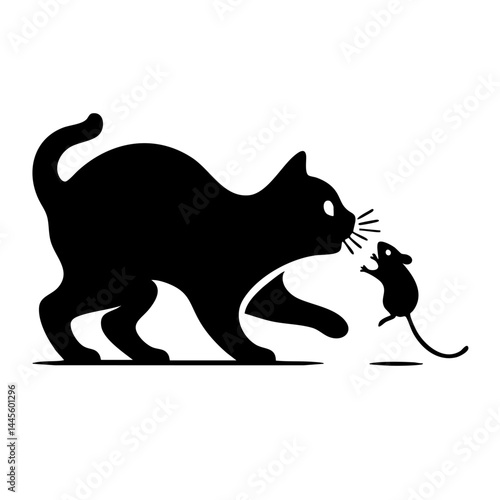 Cat and Mouse: A Minimalist Predator and Prey Silhouette