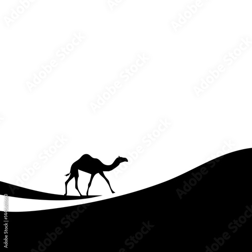 Camel Silhouette in Desert: A Minimalist Art