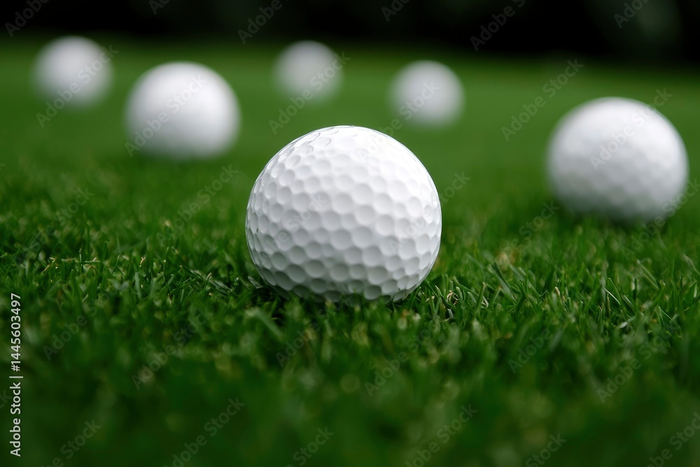 Golf balls on a green Golf balls on a green