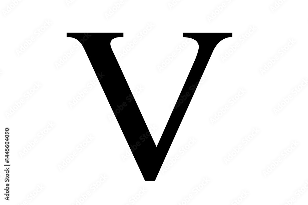 A stylized letter V in a bold, modern font on a plain background. Concept Stylized Letter V, Bold Modern Font, Minimalist Design, Graphic Art, Typography Inspiration