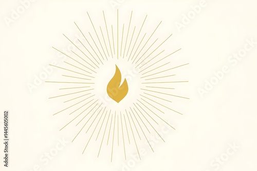 Obraz na płótnie A stylized flame icon surrounded by radiating lines, creating a sense of warmth and light. Concept Flame Icon Design, Radiating Lines, Warmth and Light, Iconography, Visual Branding w salonie