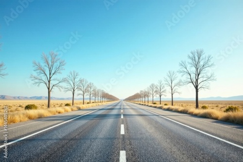 Wallpaper Mural Asphalt Pathway Extending to a Horizon Underneath a Clear Sky with Leafless Trees Lining the Sides Torontodigital.ca