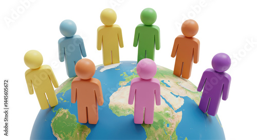 Fototapeta Naklejka Na Ścianę i Meble -  Isolated People standing on the globe