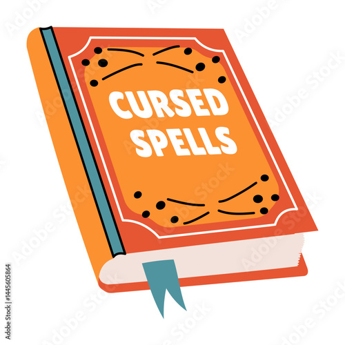 A cursed spells book, flat style sticker