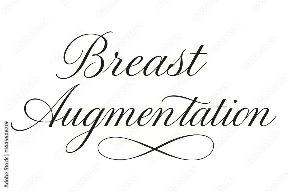 Text displaying the phrase Breast Augmentation in a stylish cursive font. Concept Sure! Here’s a description for the text displaying