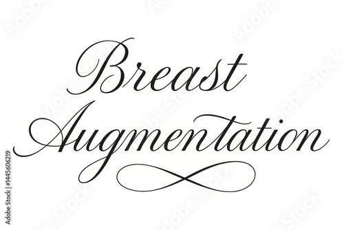 Obraz na płótnie Text displaying the phrase Breast Augmentation in a stylish cursive font. Concept Sure! Here’s a description for the text displaying
