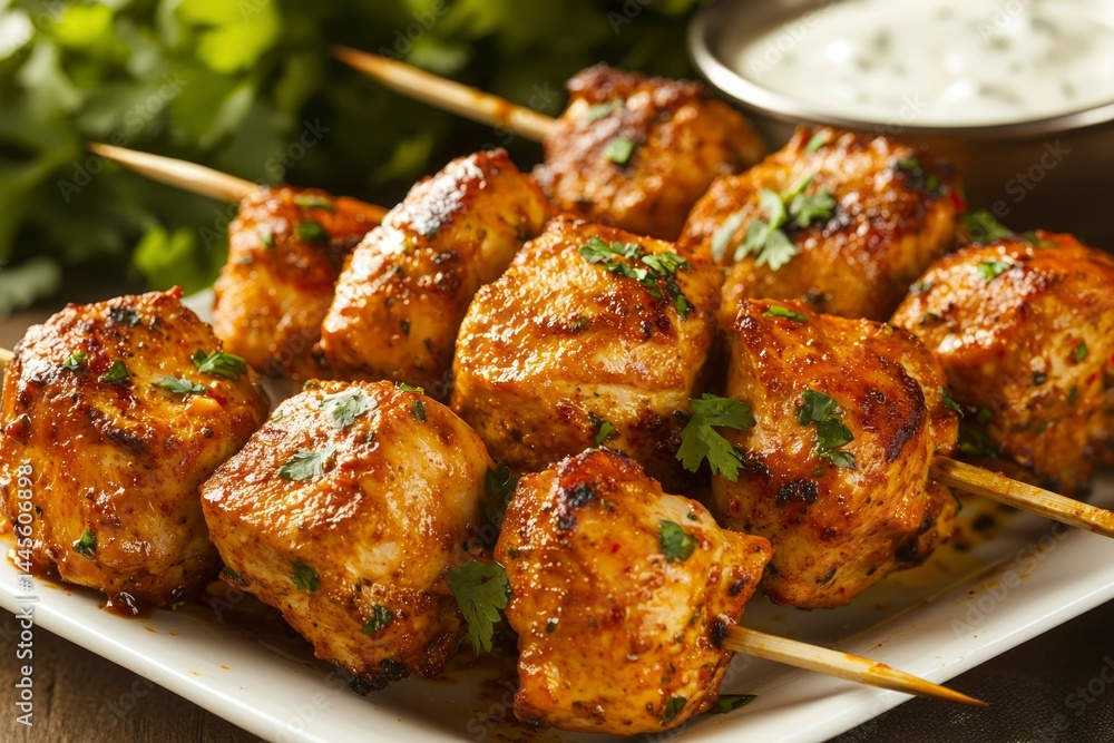 Grilled Chicken Skewers with Yogurt Dip Grilled Chicken Skewers with Yogurt Dip