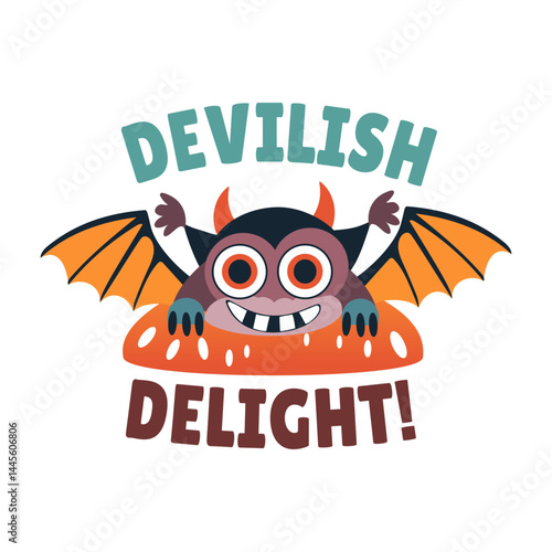A flat style sticker of devilish delight