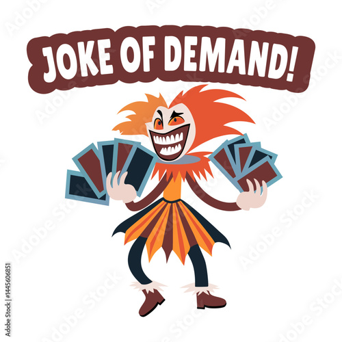 A flat style sticker of evil clown