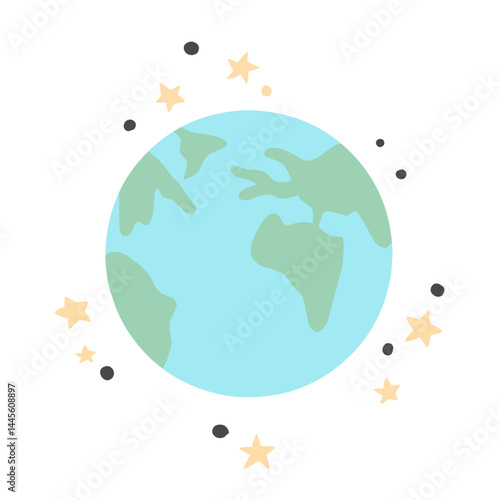 Abstract Earth globe with continents and oceans illlustration