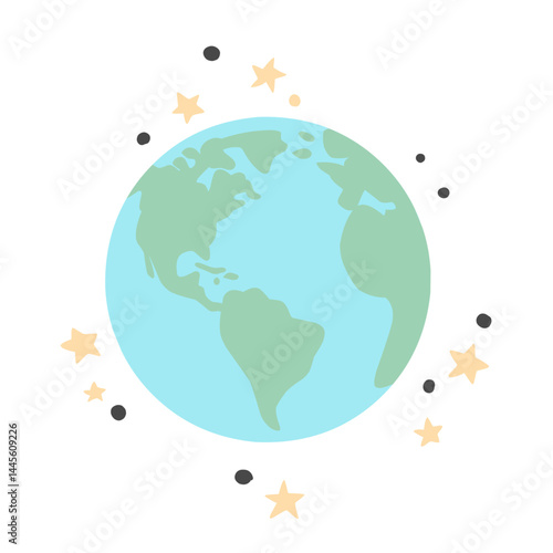 Abstract Earth globe with continents and oceans illlustration