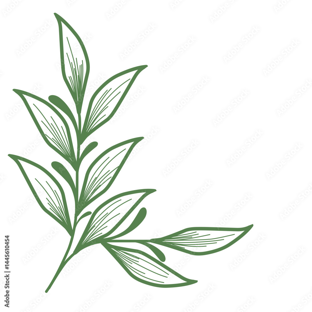 Obraz premium Minimalist leaf illustration set. Leaf illustration for wedding. Elegant line art leaf illustrations for wedding invitation decoration
