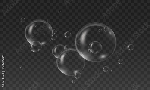 Realistic Rainbow Bubbles with Glossy Surface – Flying Iridescent Circles, Water Elements, 3D Abstract Design for Clean Nature-Themed Backgrounds or Decorative Projects

