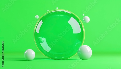 Abstract sphere on green background