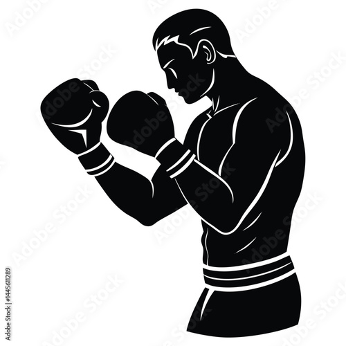 Powerful Boxer Silhouette Boxing Strength and Fitness