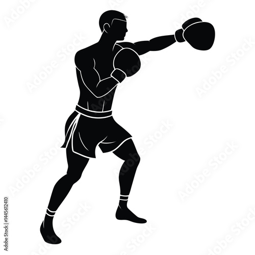 Powerful Boxer Silhouette Boxing Strength and Fitness