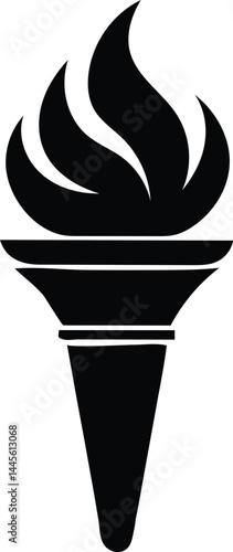 olympic torch fire silhouette vector icon