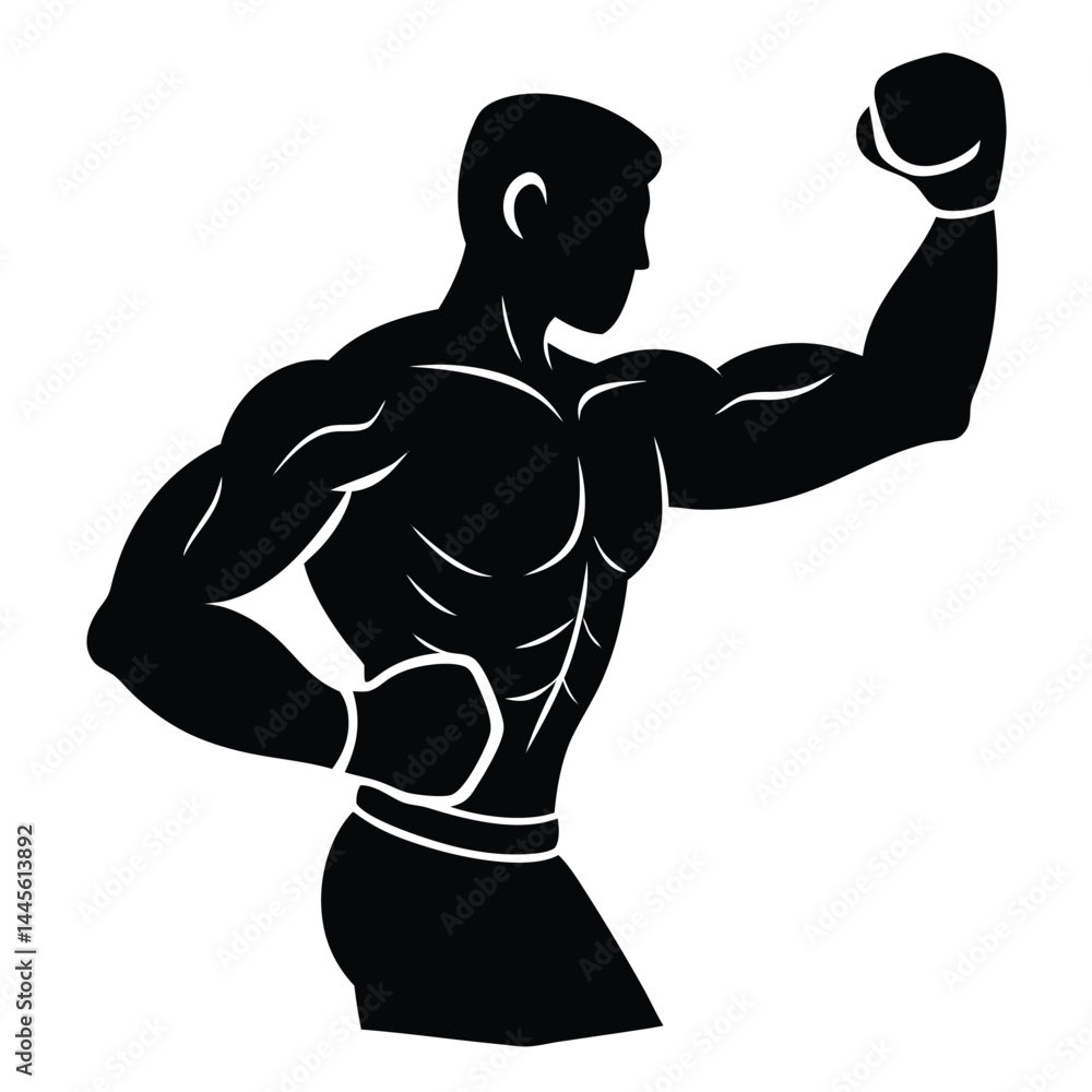 Fototapeta premium Powerful Muscular Boxer Silhouette