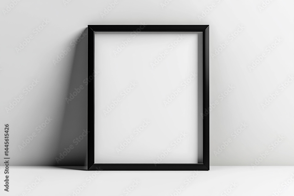 Blank Black Frame on White Wall Minimalist Mockup Blank Black Frame on White Wall Minimalist Mockup