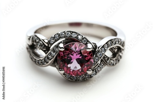 Stunning pink tourmaline diamond ring infinity knot design sparkling gemstone elegant jewelry white