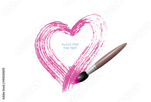 A tassel and heart composition, a valentine, a banner, a poster. Place for text, vector image.