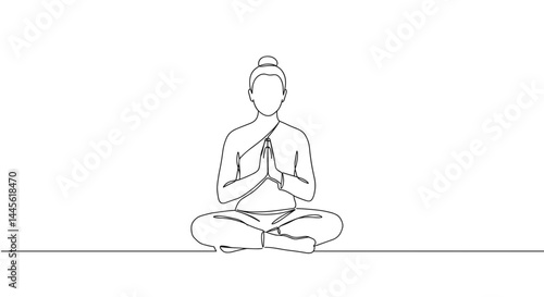 Minimalist outline of a person meditating peacefully  