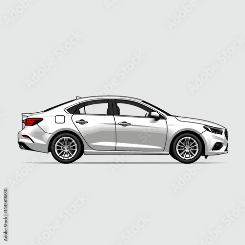 Sleek White Sedan Illustration_Modern Car Design_Automotive Art_Side View of a Contemporary Vehicle_Clean and Stylish Car Image_Vehicle Design Concept_Car Enthusiast Artwork