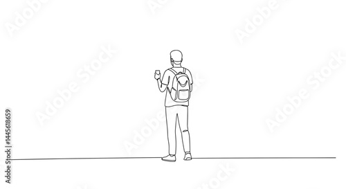 Man holding ice cream, enjoying moment, against simple background  