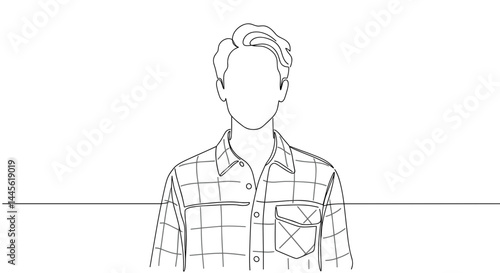Outline of a Young Man in a Casual Shirt  